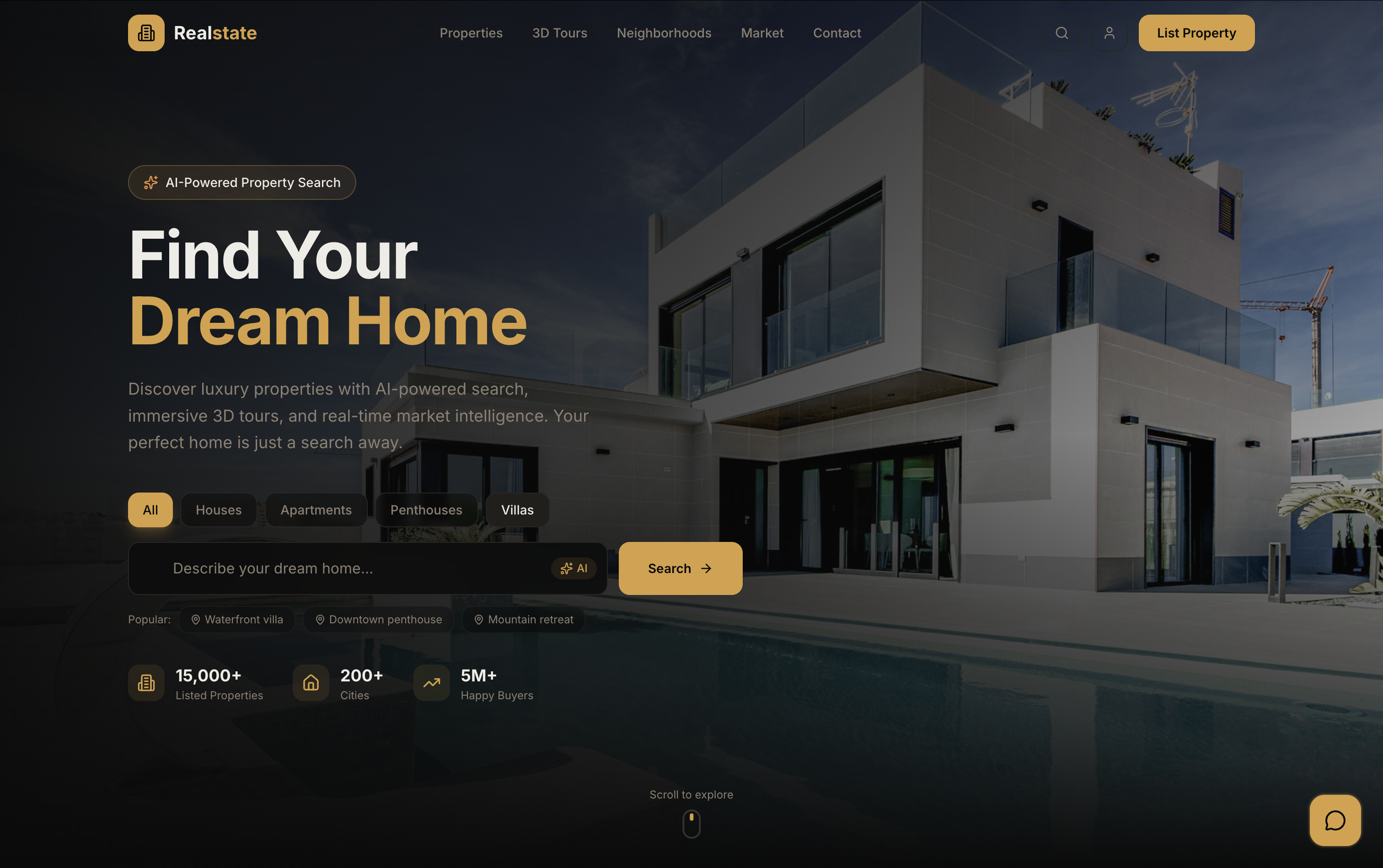 Luxury modern property at twilight